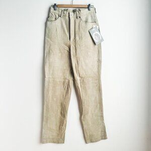 Nuage Light Beige Suede Straight Leg Jeans Pants 12 NWT